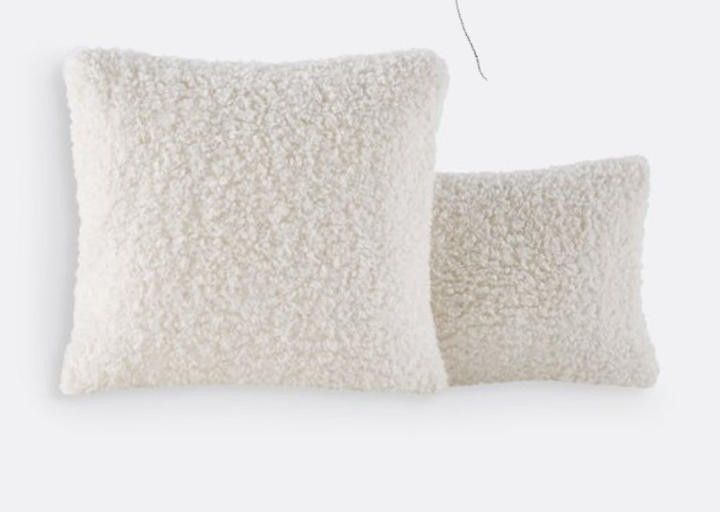 Coussin bouclettes écru carré