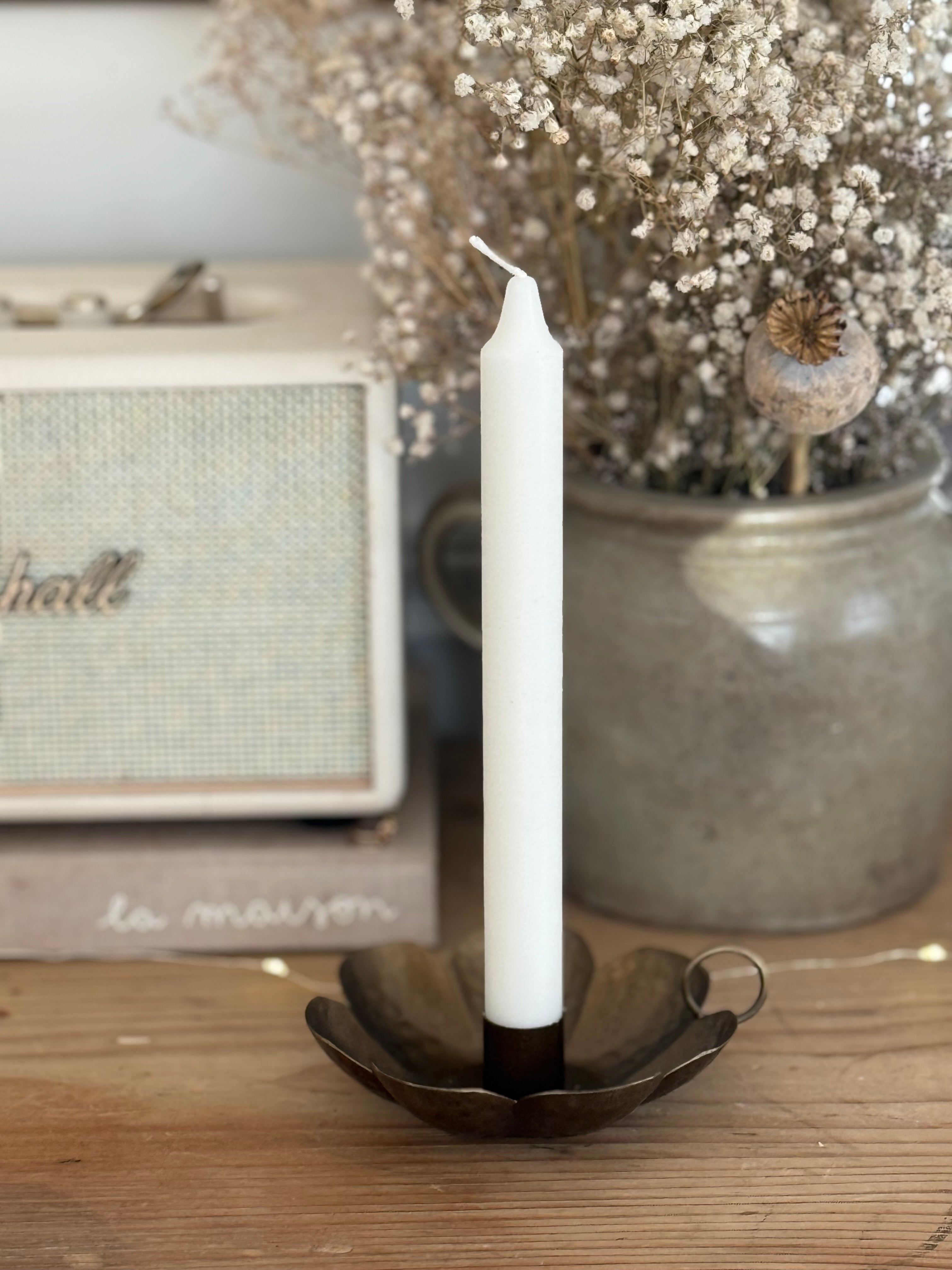 Bougeoir fleur en laiton