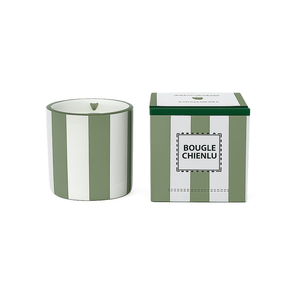 Bougie contenant rayé vert