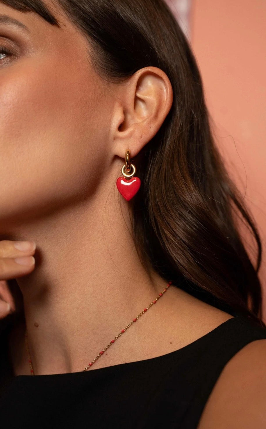 Boucles d’oreilles cœur rouge