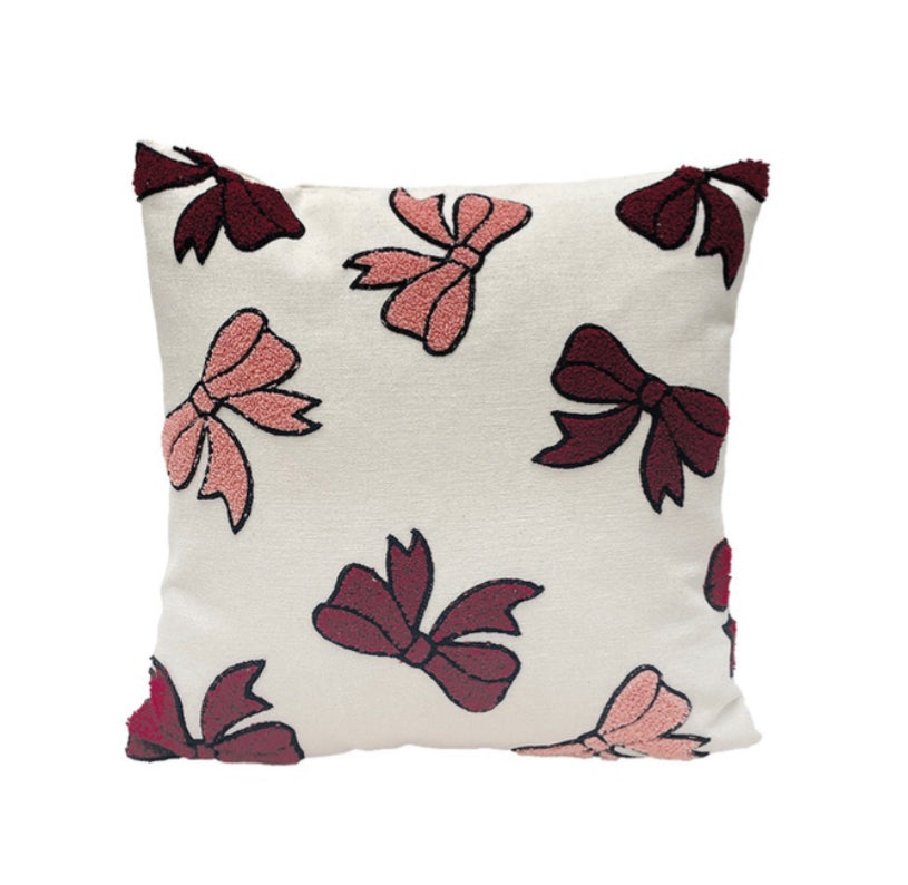 Coussin carré petits noeuds brodés