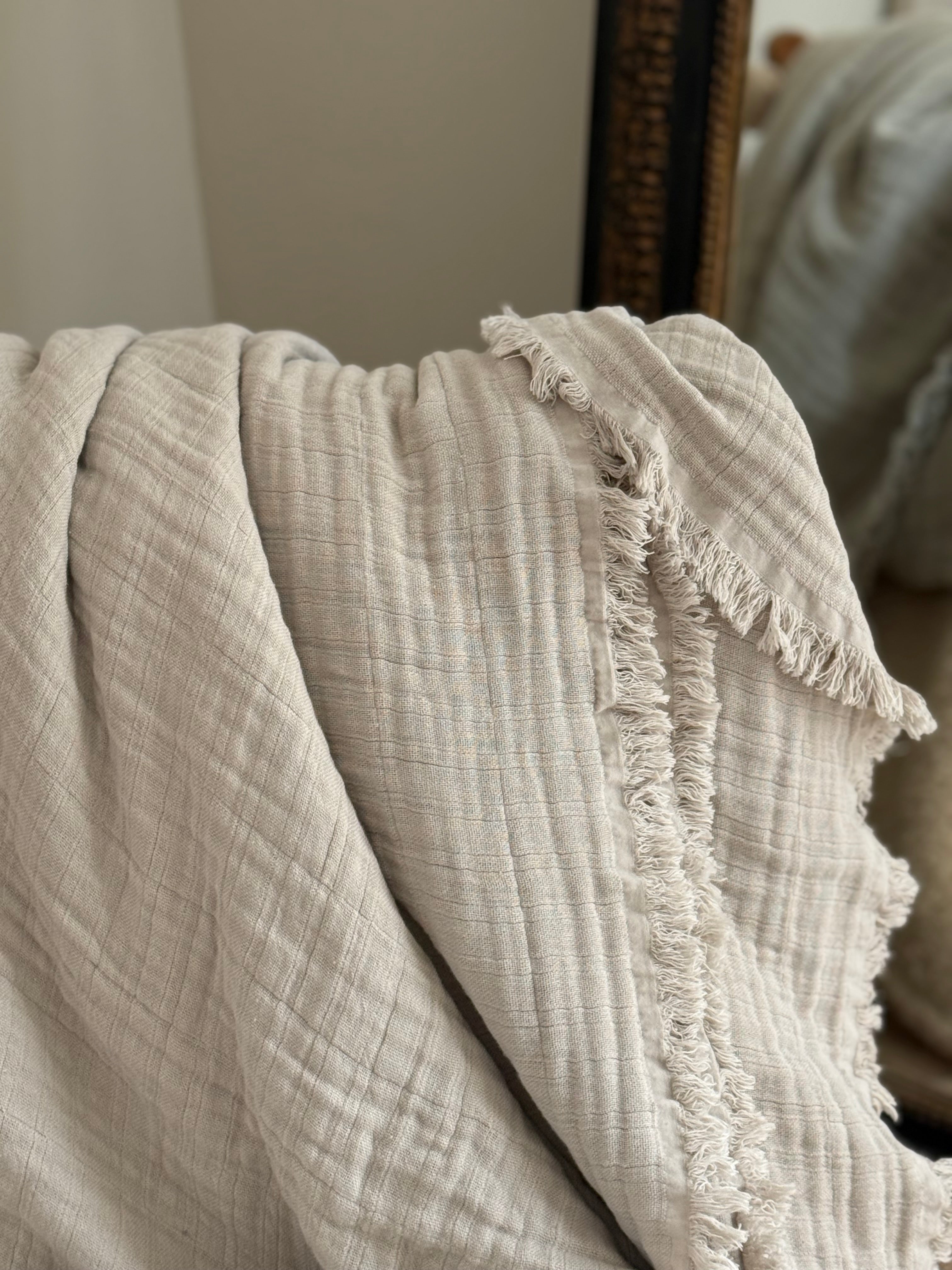 Jeté de lit gaze de coton Naturel