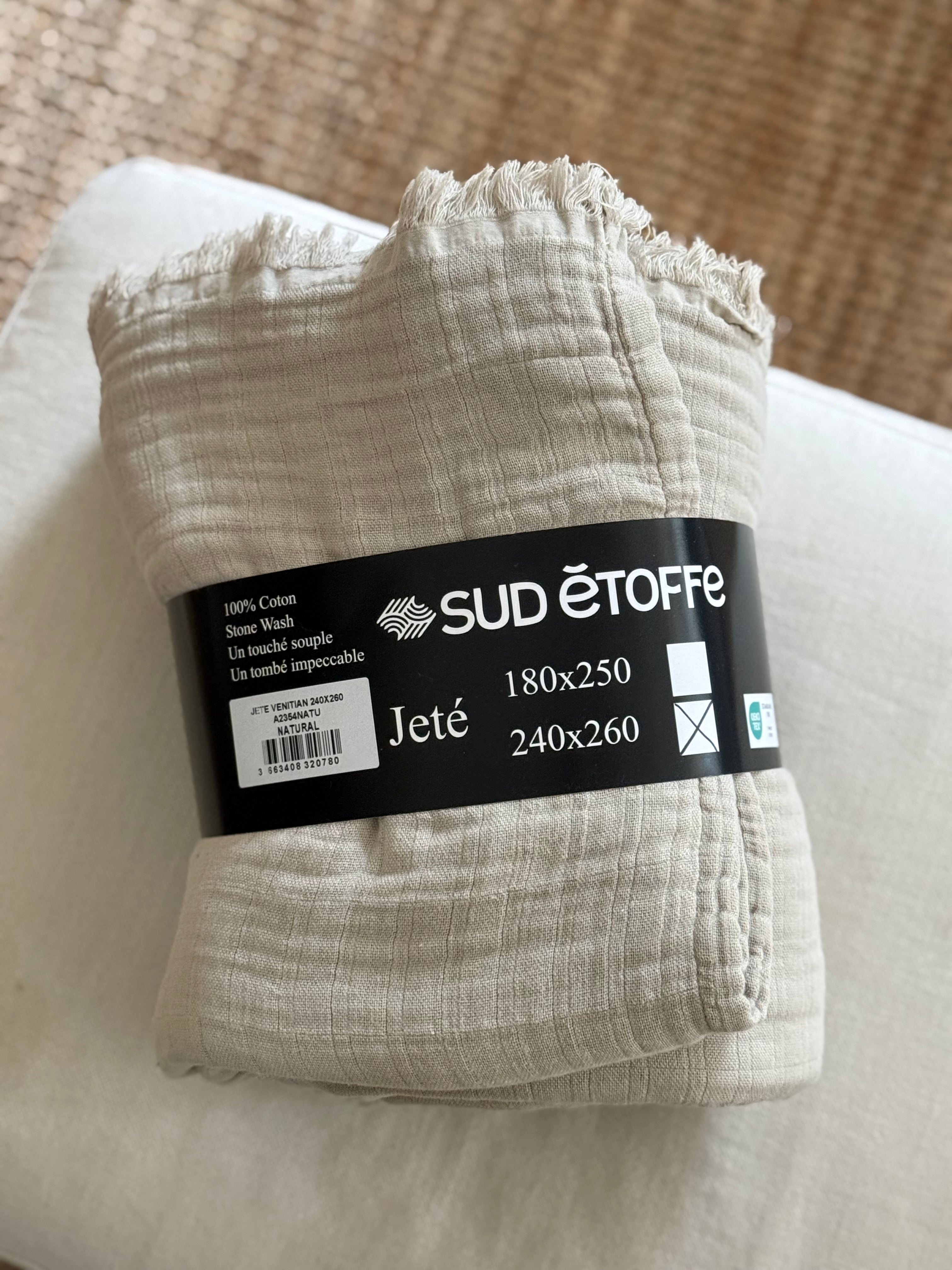 Jeté de lit gaze de coton Naturel