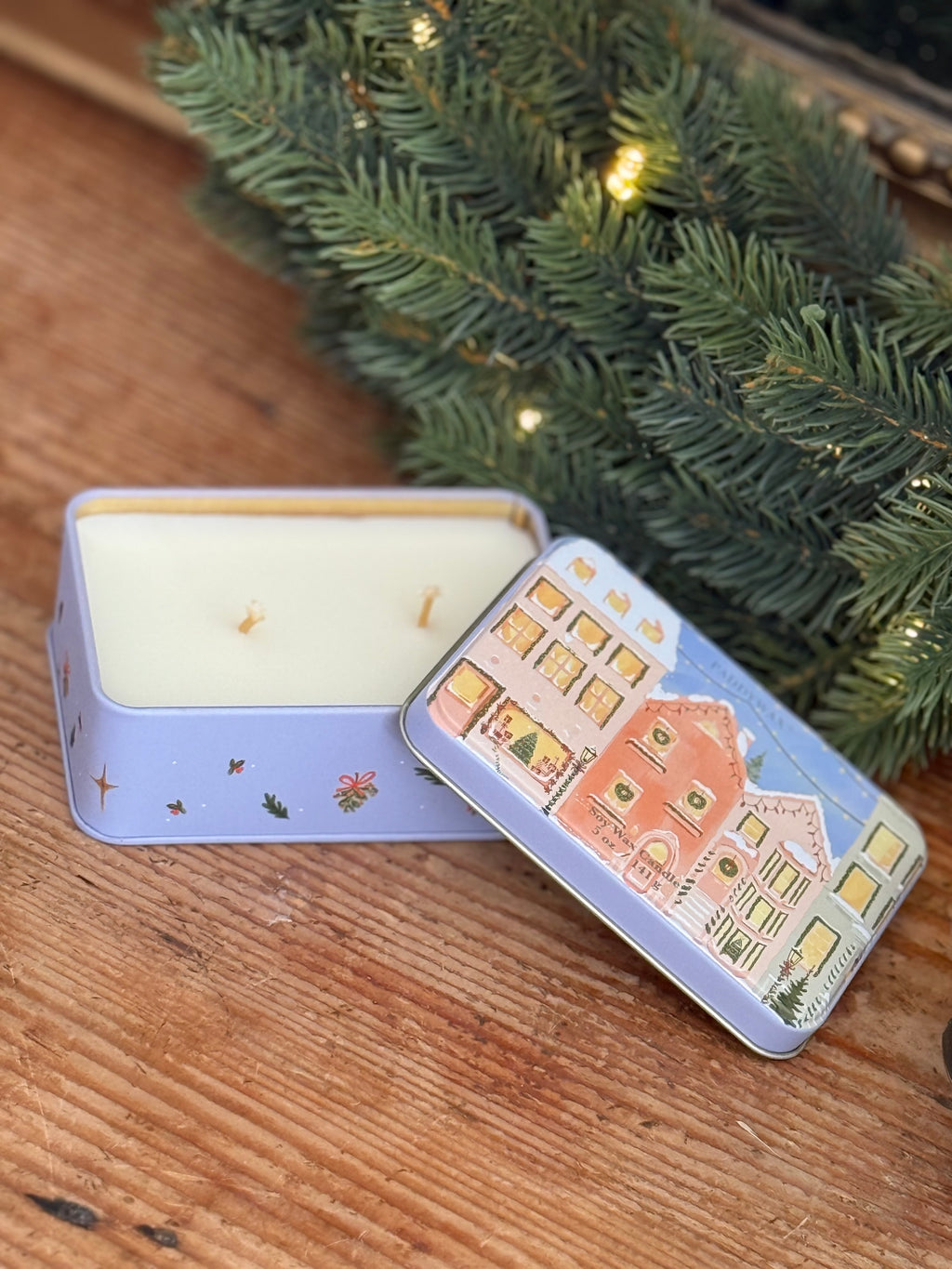 Bougie de Noël gingembre & vanille dans sa boîte en métal