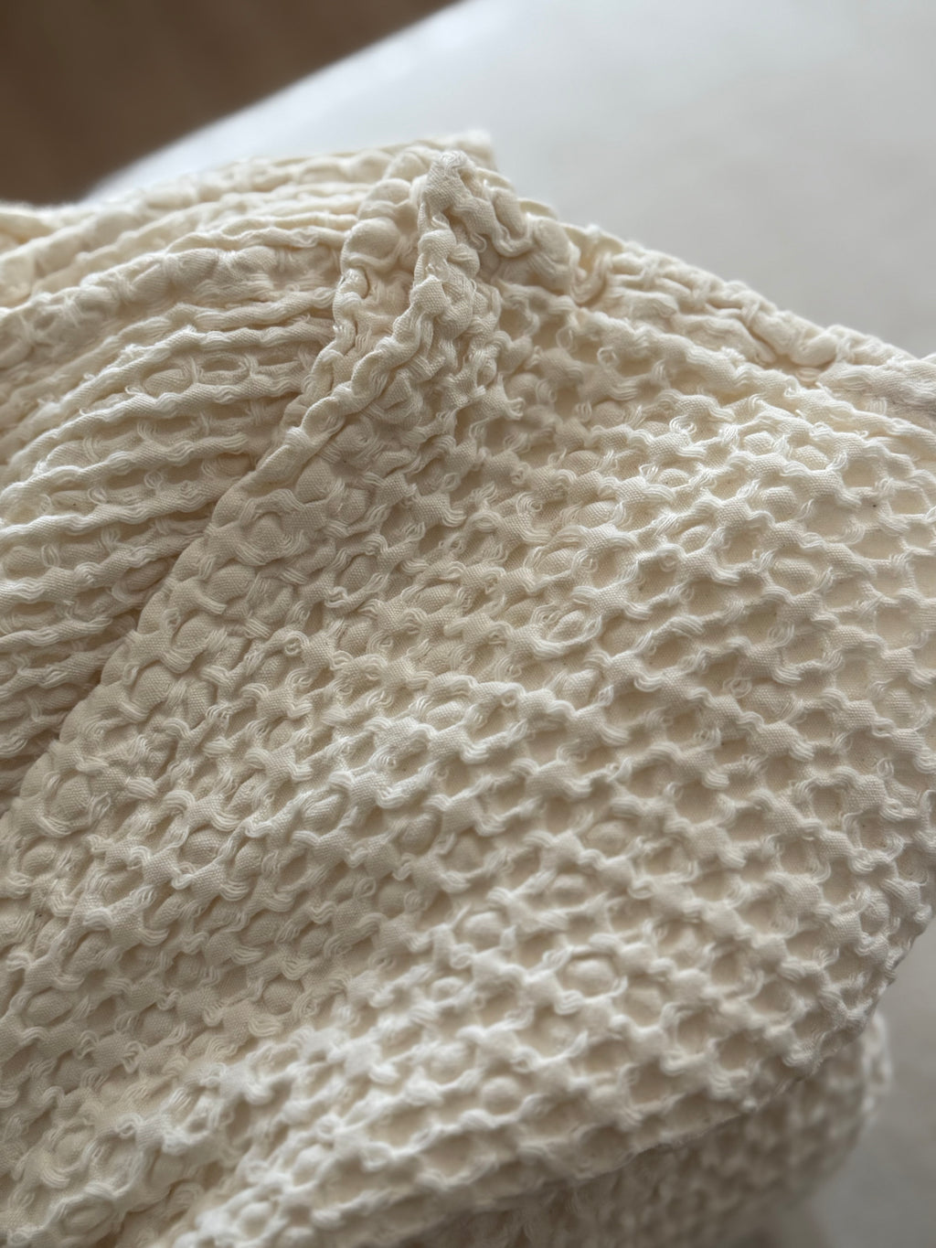 Jeté de lit coton gaufré Écru