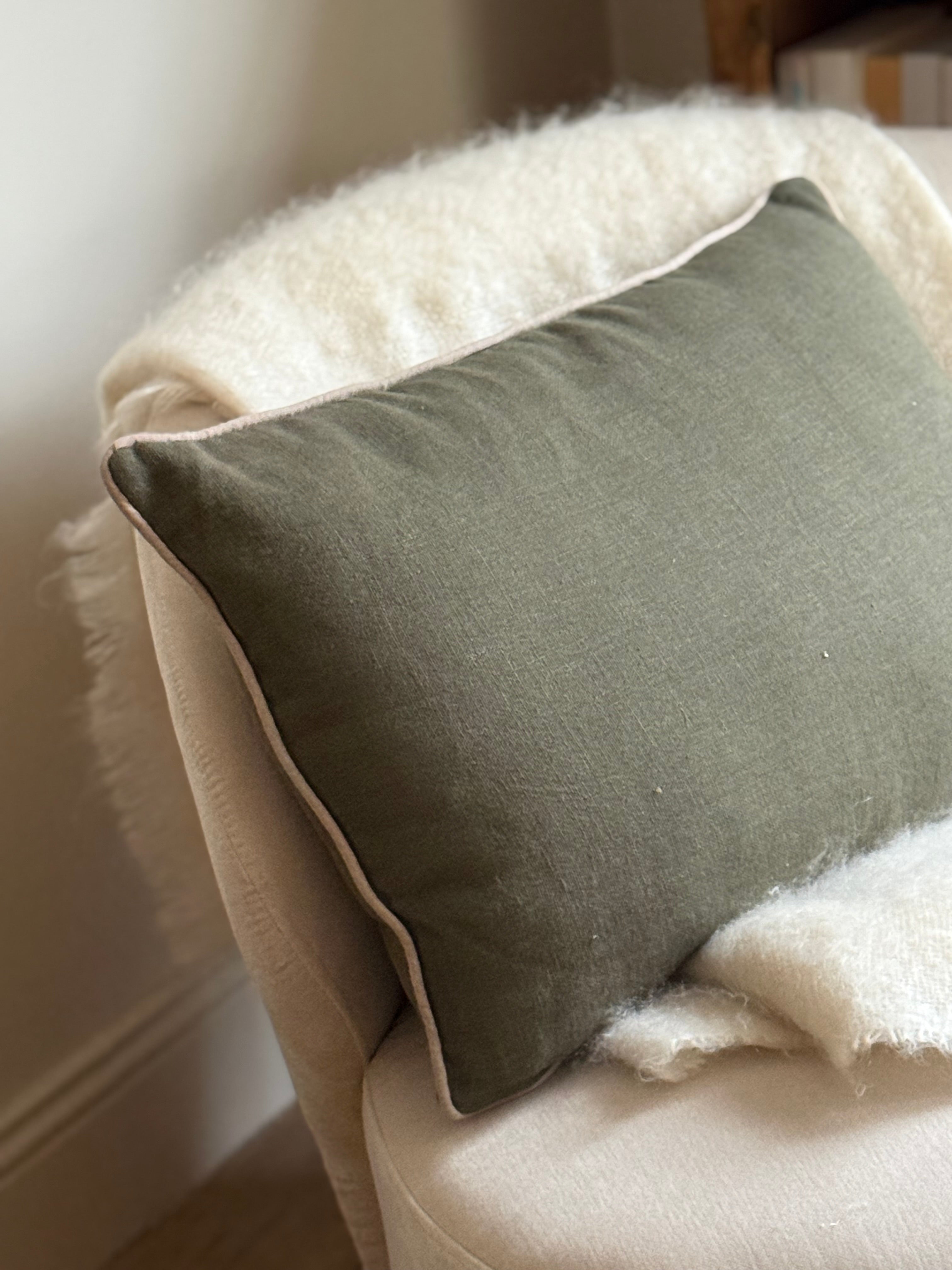 Coussin lin et coton KAKI