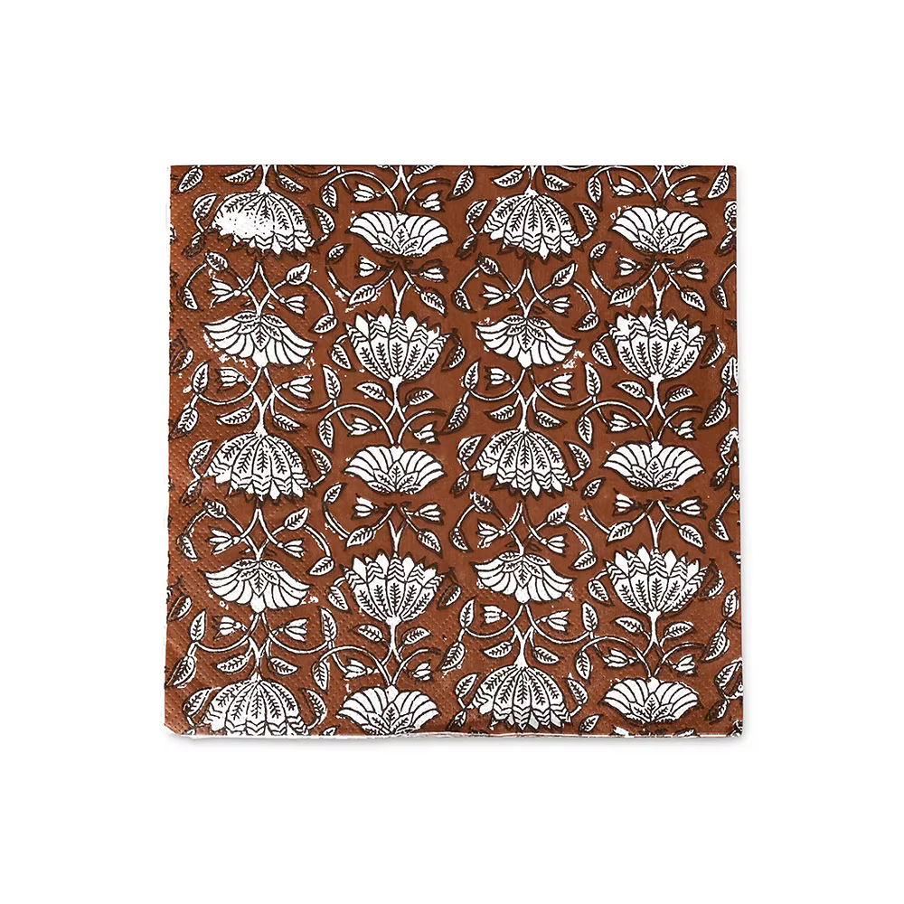 Serviettes en papier fleurs marron