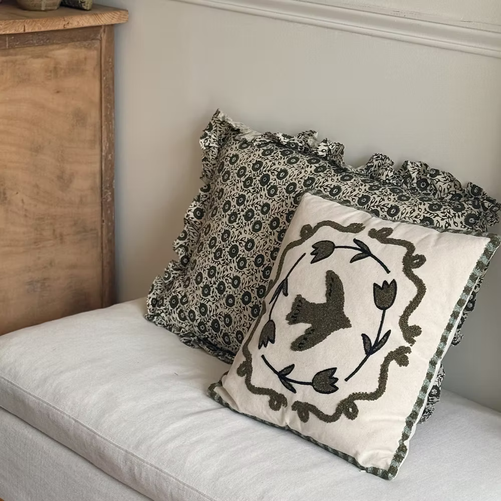 Coussin colombe kaki