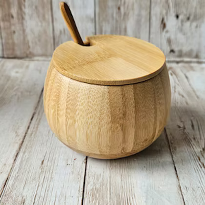 Pot en bambou et sa cuillère