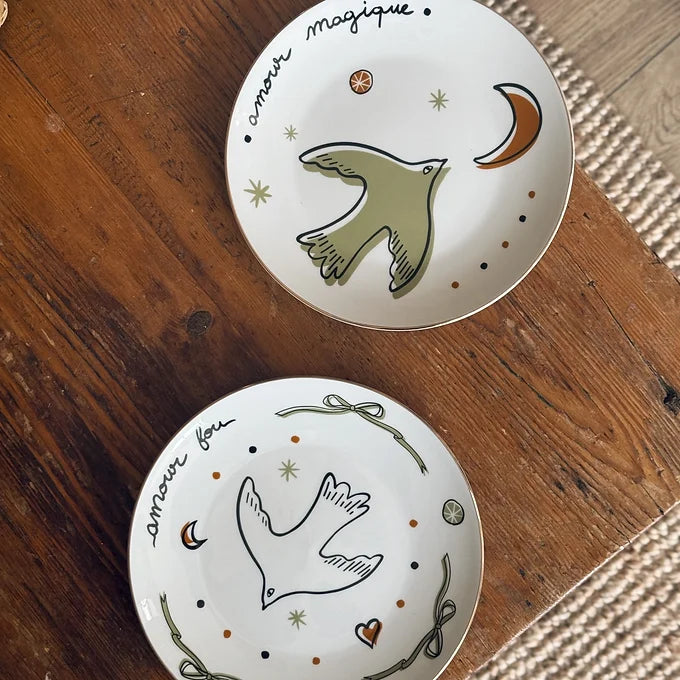 Lot de 4 assiettes AMOUR OISEAUX