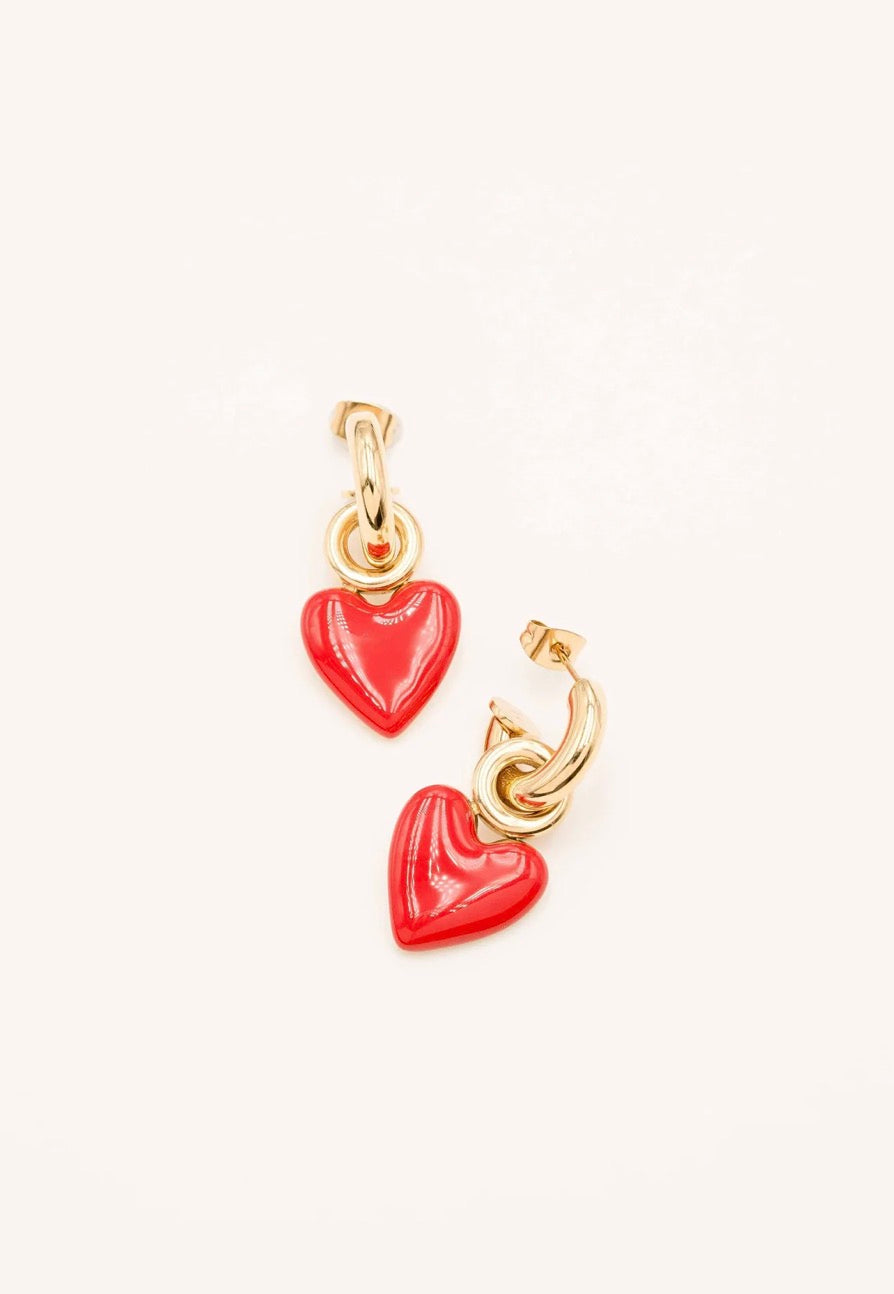 Boucles d’oreilles cœur rouge