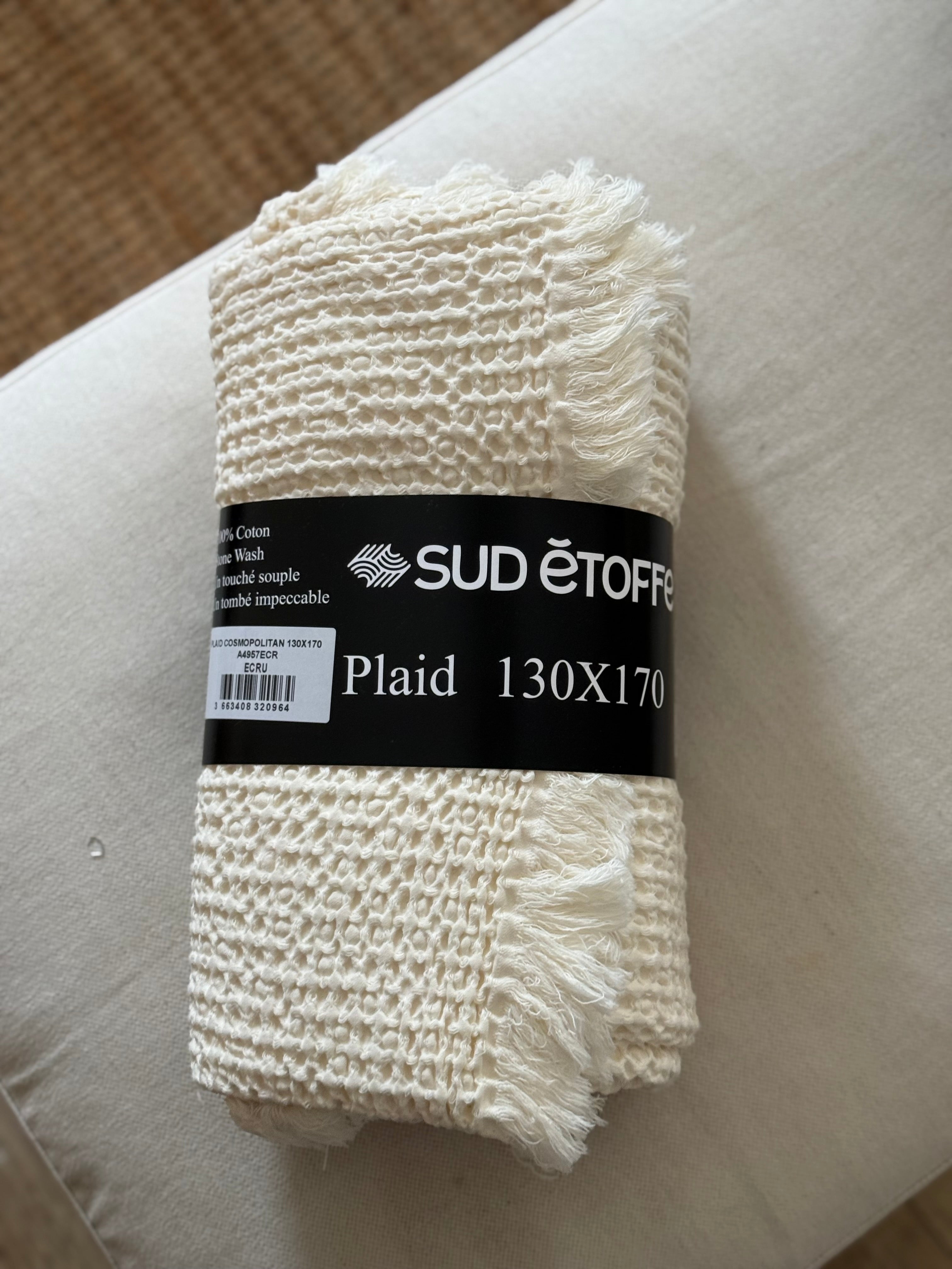 Plaid coton gaufré Écru