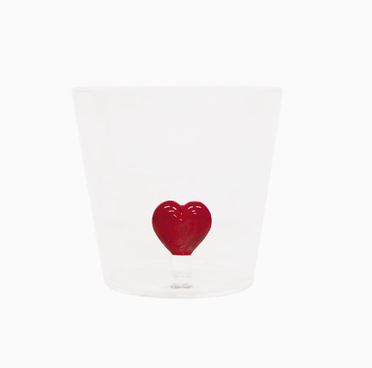 Verre coeur rouge