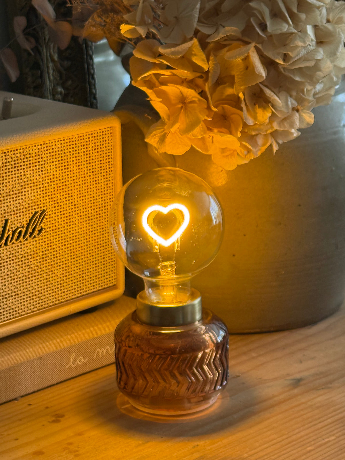 Petite lampe led cœur ambre