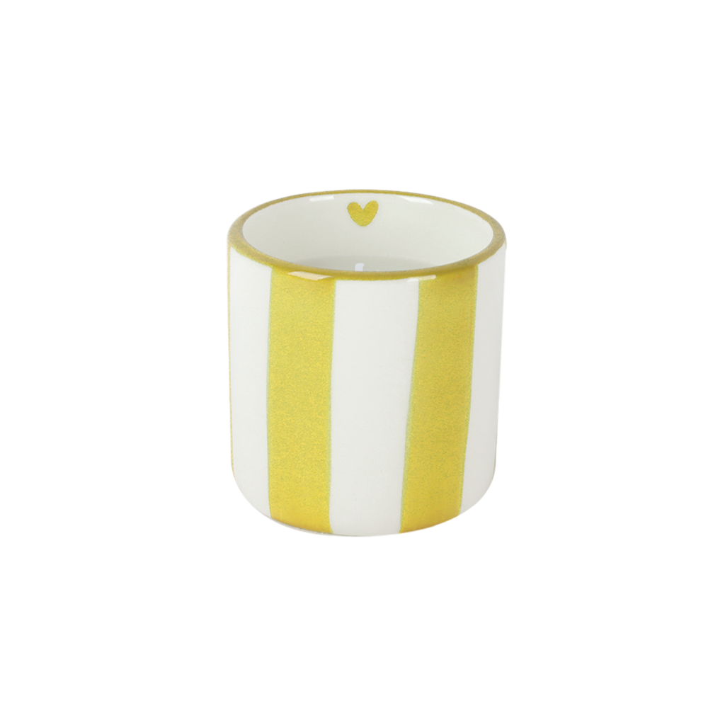 Bougie contenant rayé jaune safran