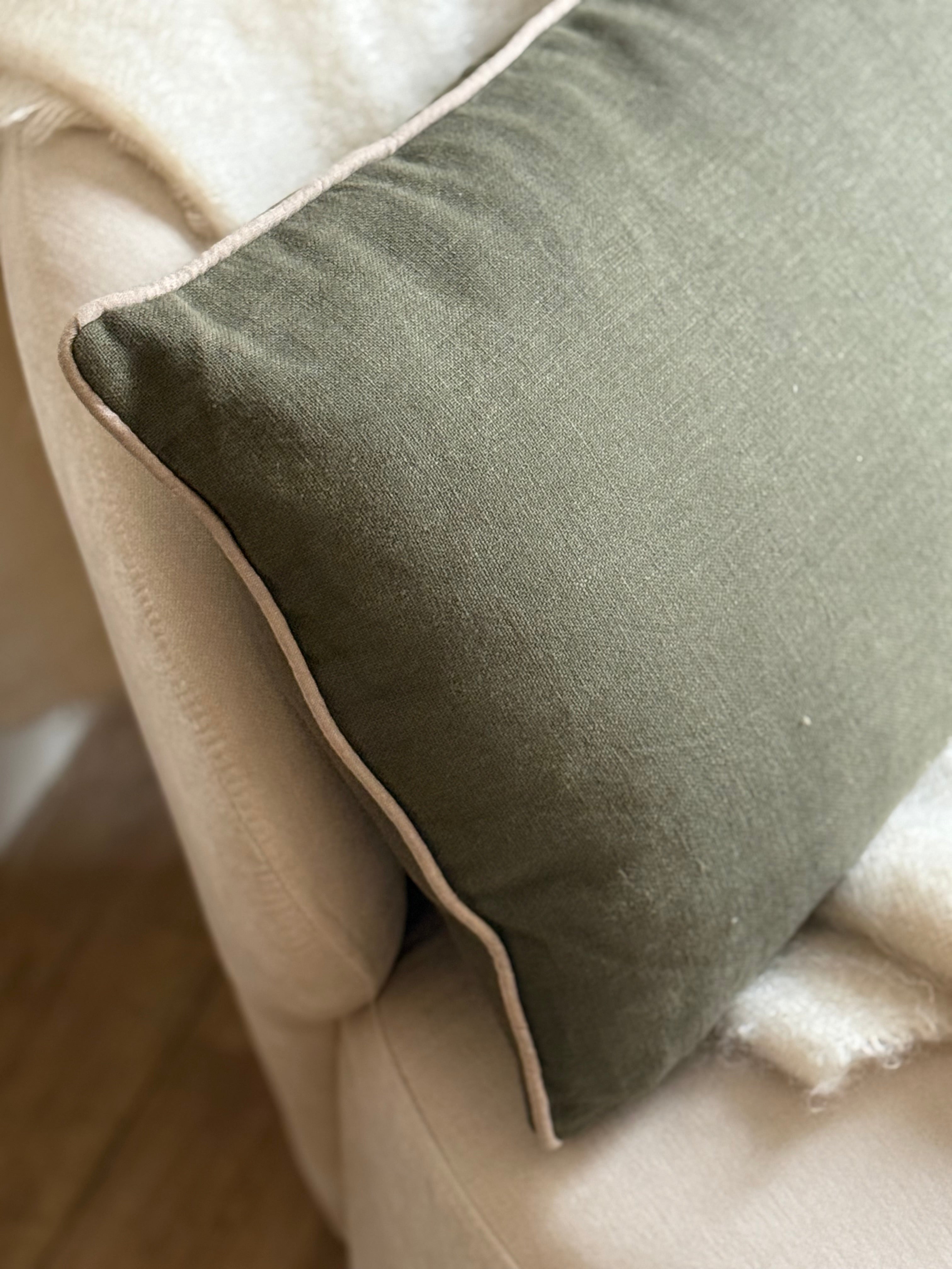 Coussin lin et coton KAKI