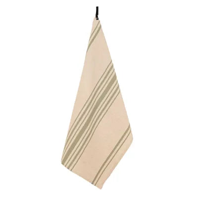 Torchon rayé vert olive