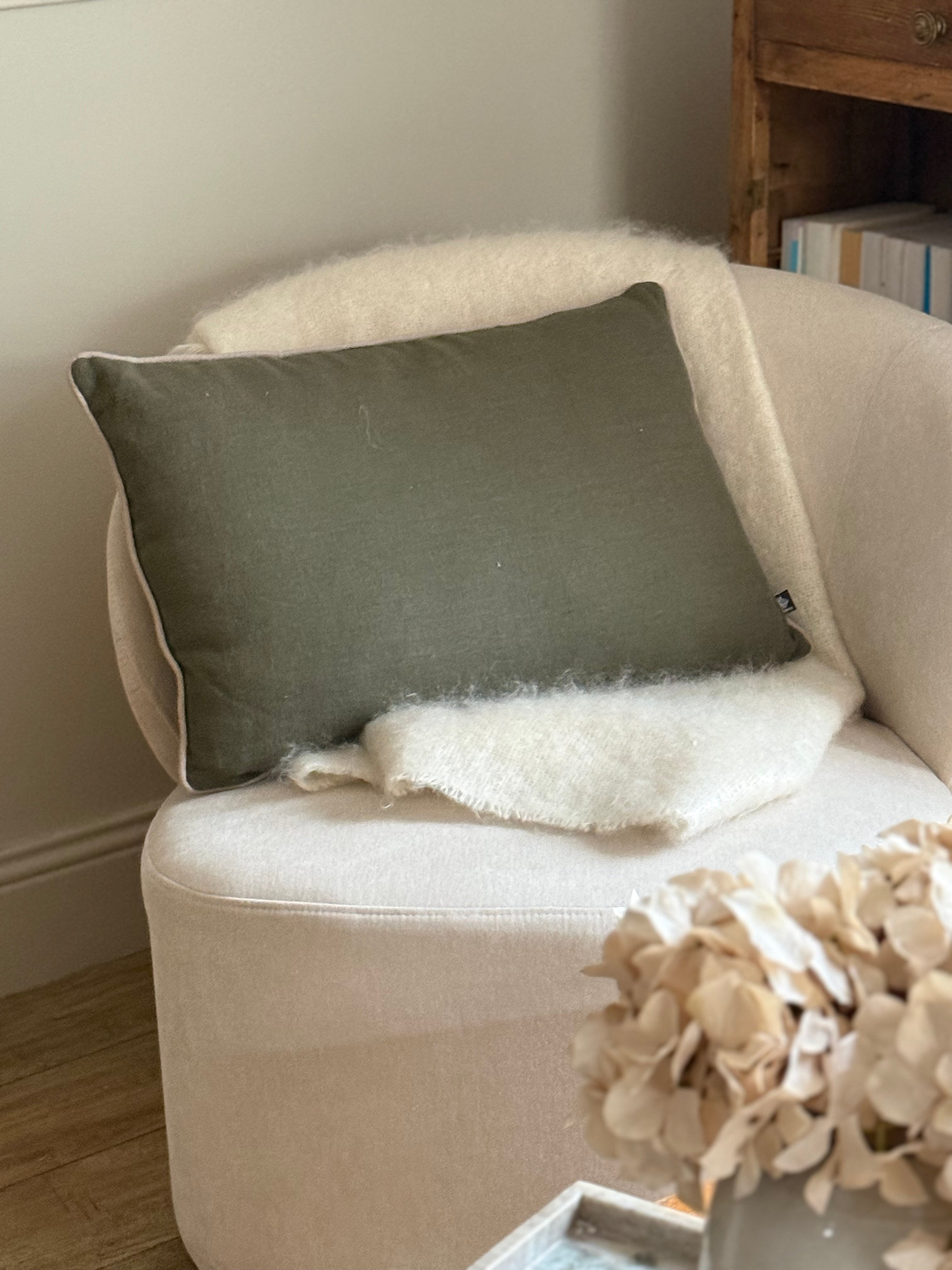 Coussin lin et coton KAKI