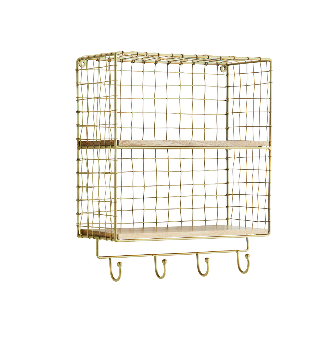 Étagère murale à crochets dorée