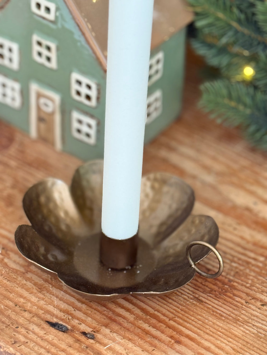 Bougeoir fleur en laiton