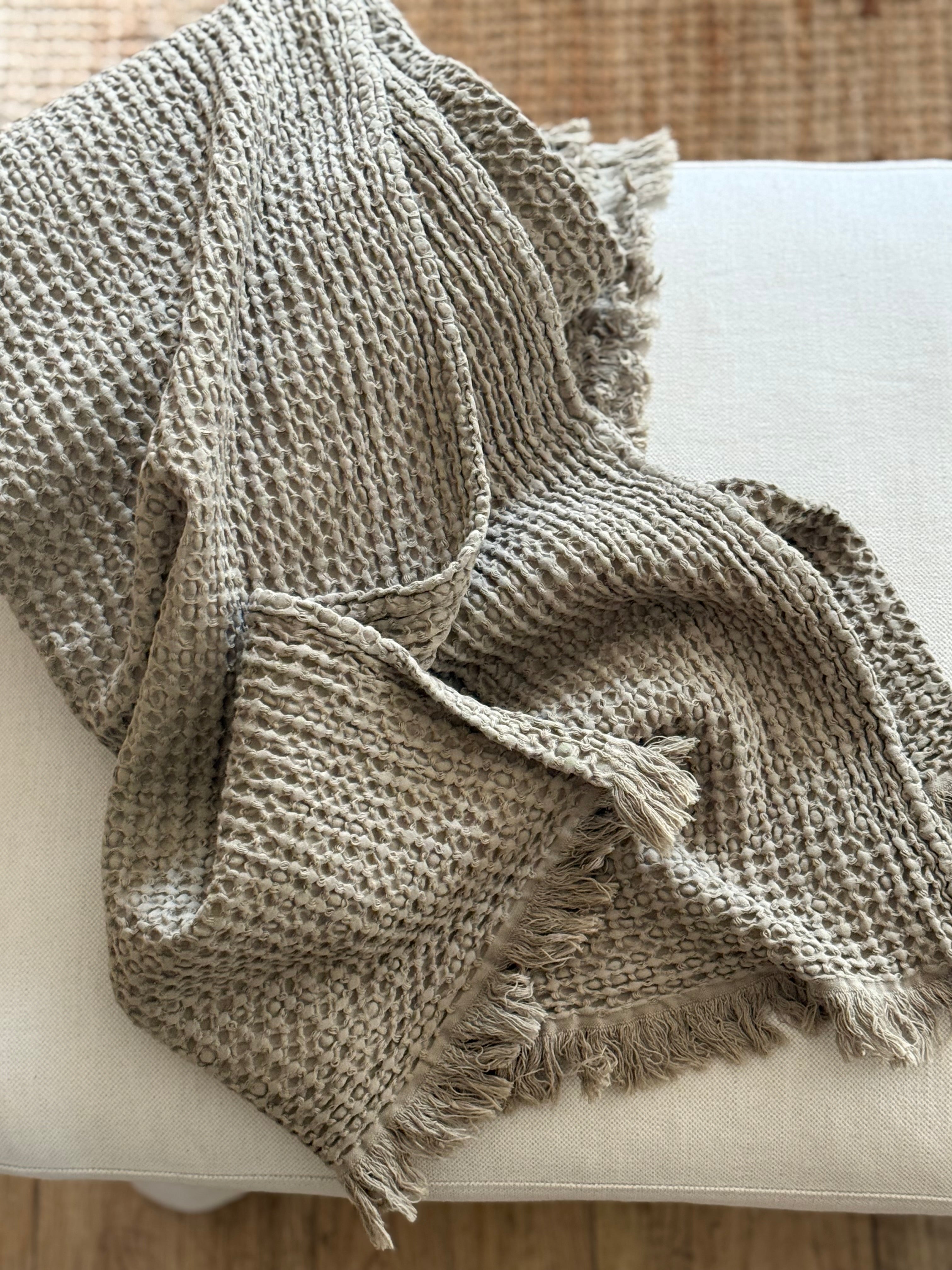 Plaid coton gaufré Taupe