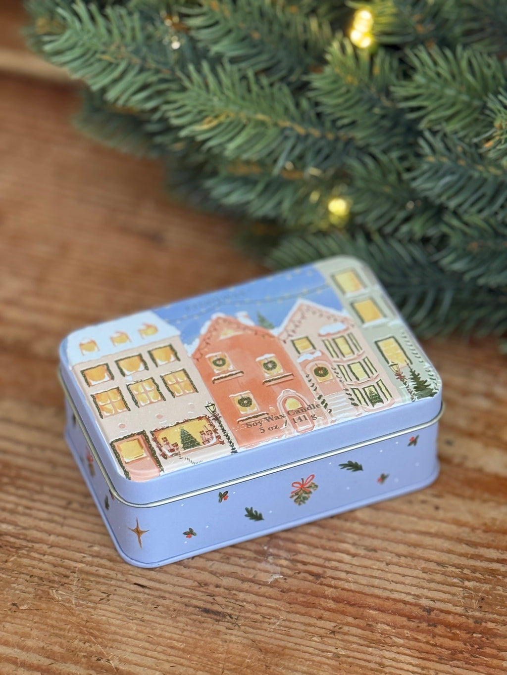 Bougie de Noël gingembre & vanille dans sa boîte en métal