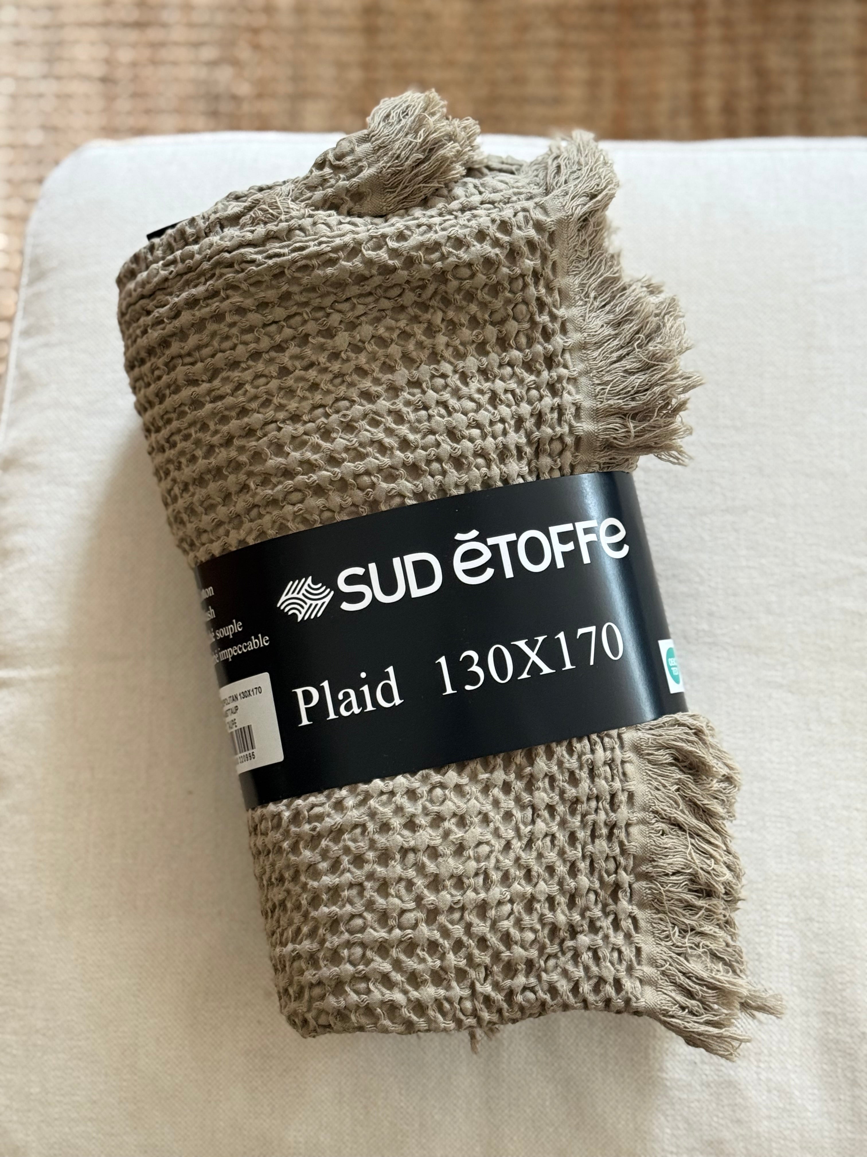 Plaid coton gaufré Taupe