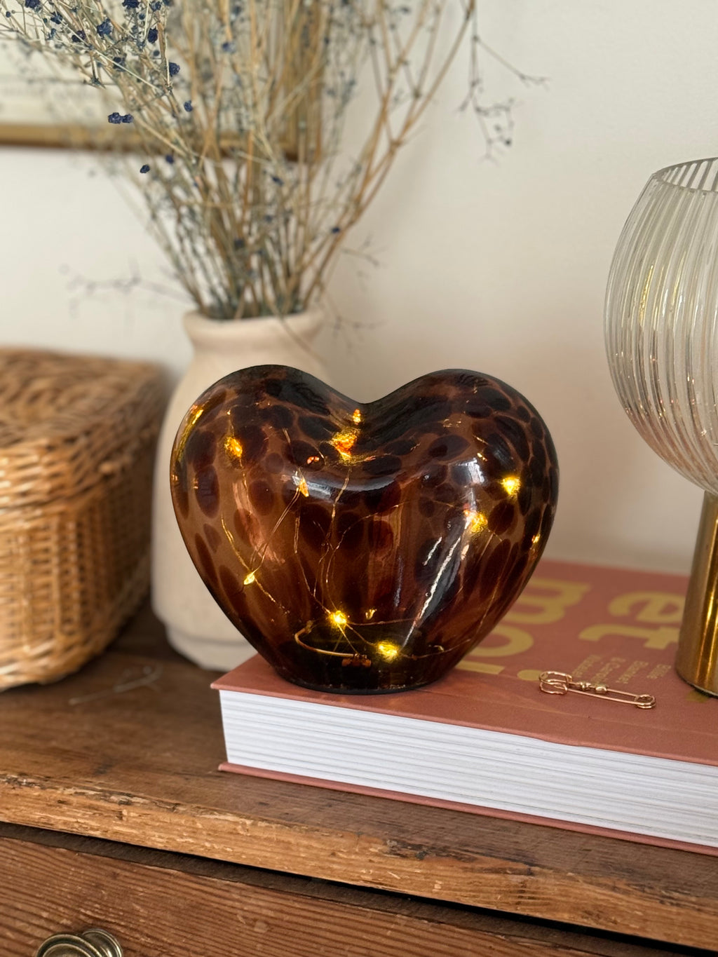 Déco led cœur léopard