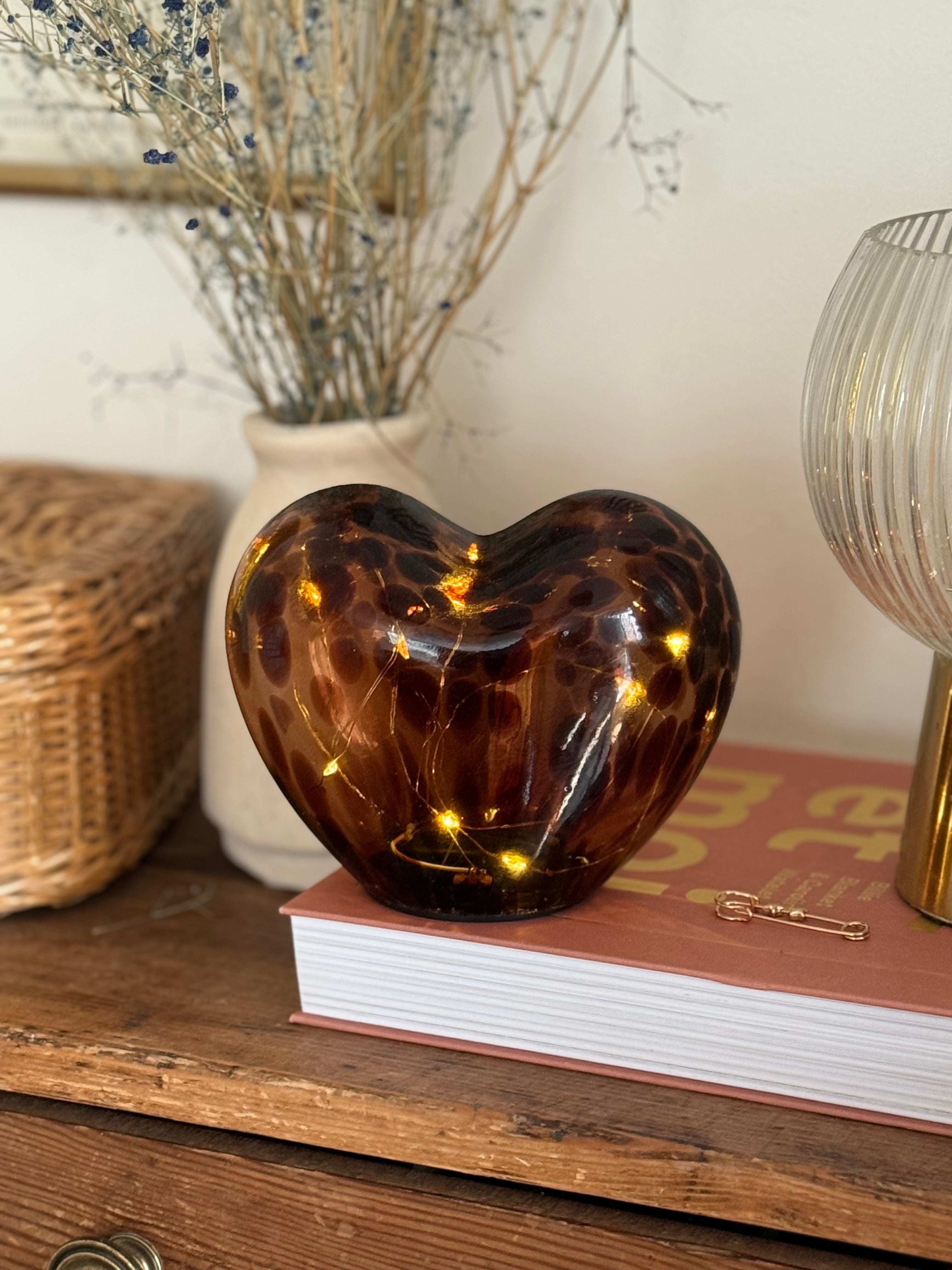 Déco led cœur léopard