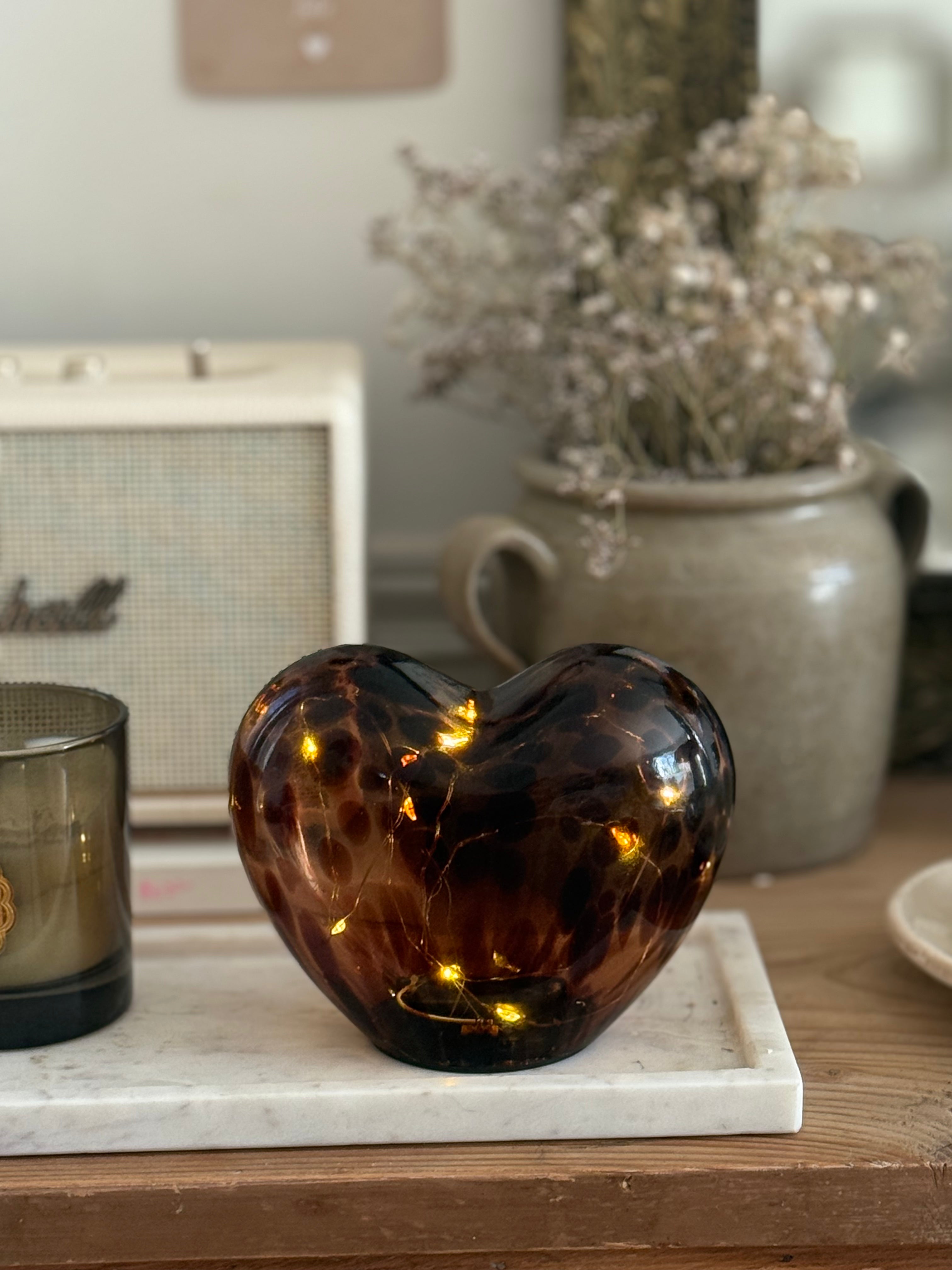 Déco led cœur léopard