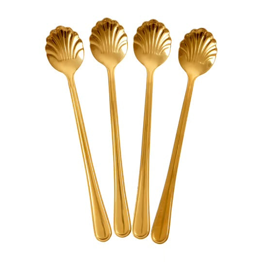 Lot de 4 longues cuillères coquillage