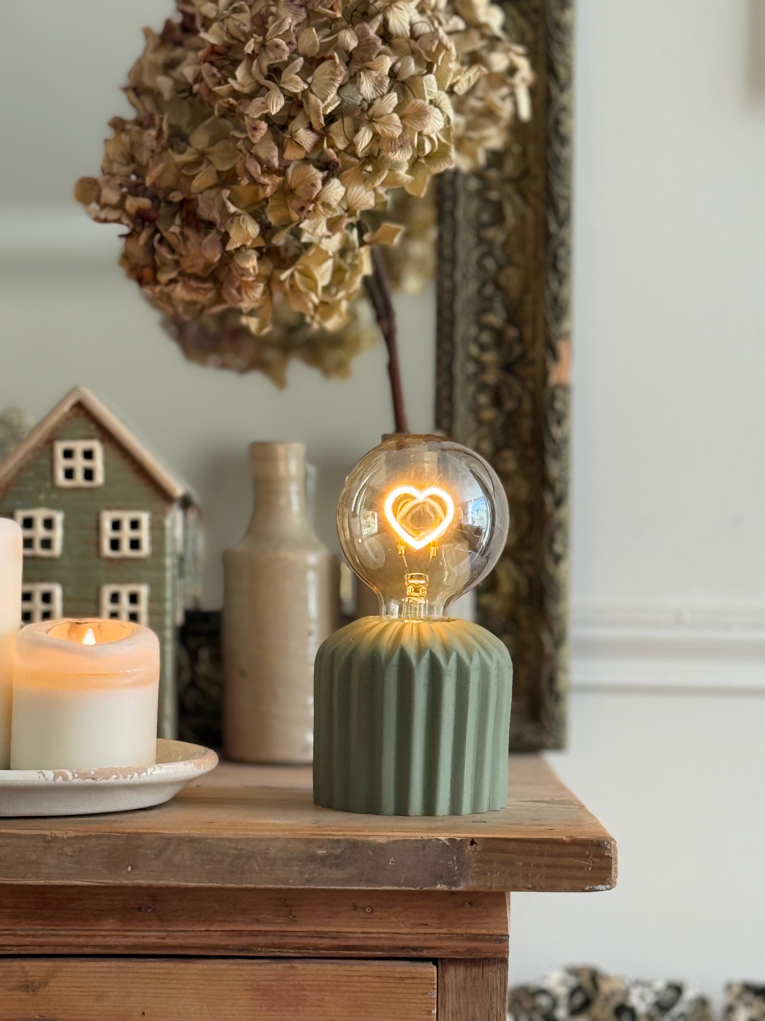 Petite lampe coeur LED vert